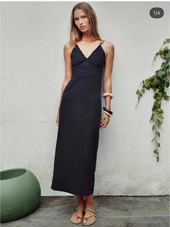 Zara Dresses & Skirts - Zara Limited Edition Beaded Midi Dress Black size small